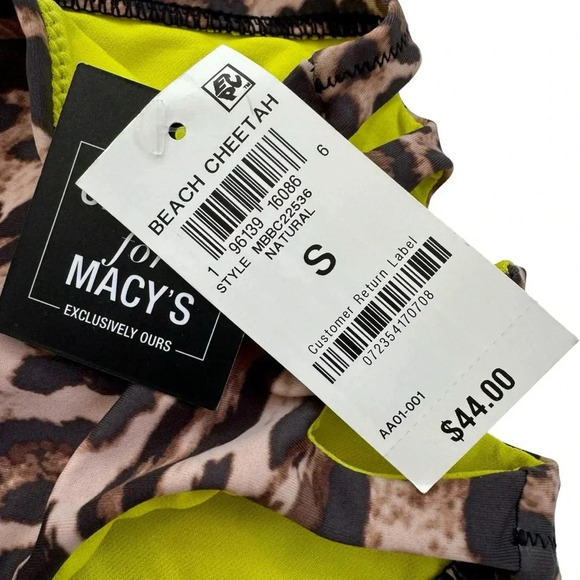 Bar III Women's Beach Cheetah Printed High Rise Bikini Bottoms Size S NWT - Picture 5 of 9